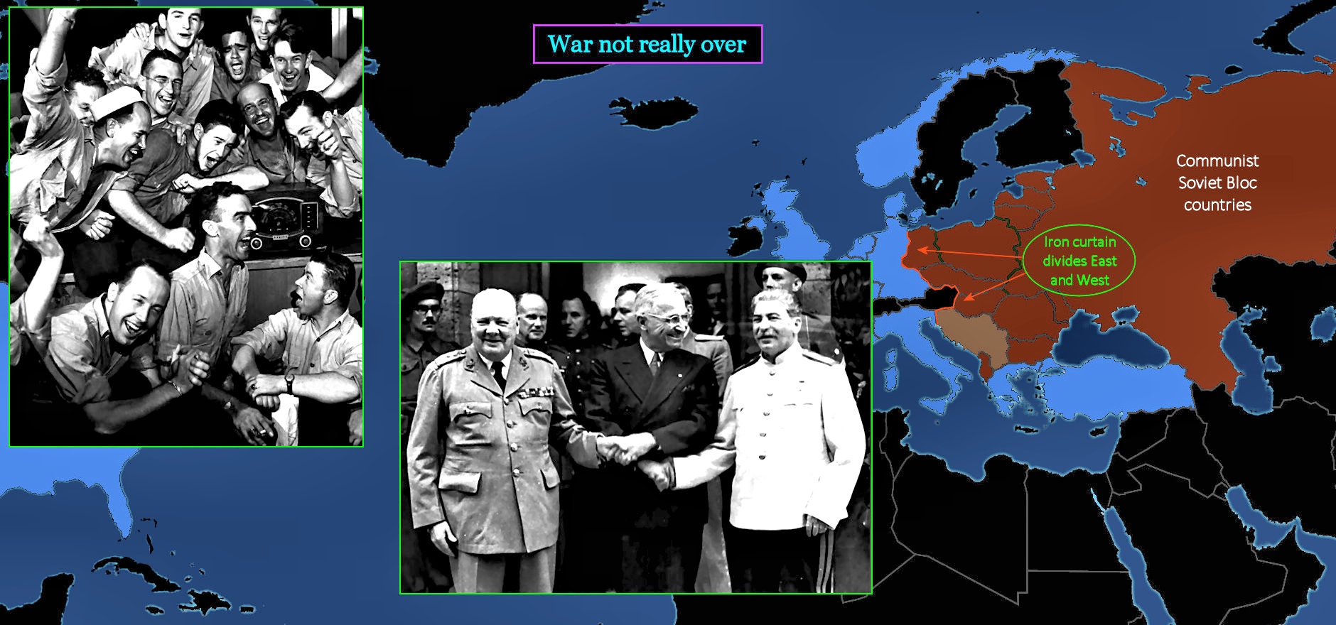 Final surrender, Iron Curtain, Cold War map